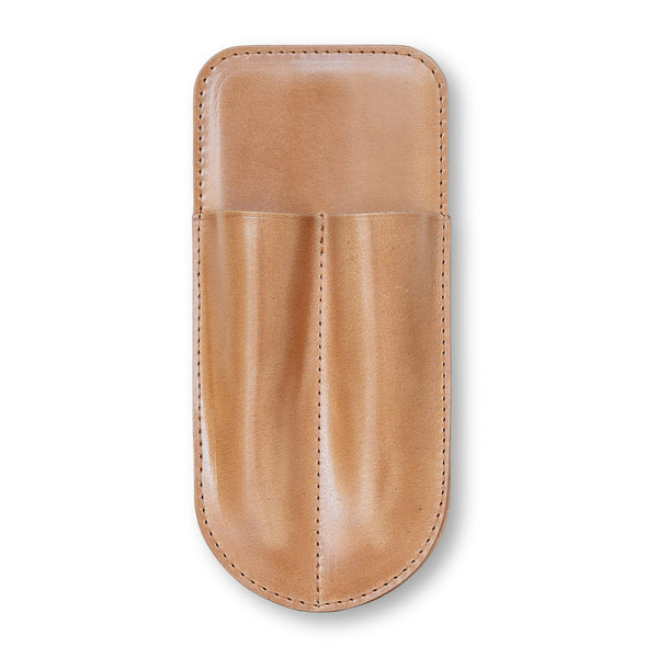 Kumano Shell Cordovan Pen Holster (Natural/Two Pens)