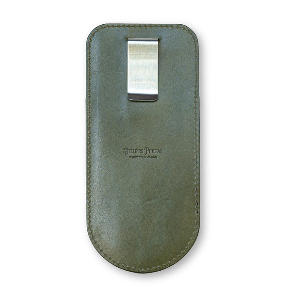 Kumano Leather Pen Holster (Green/Two Pens)