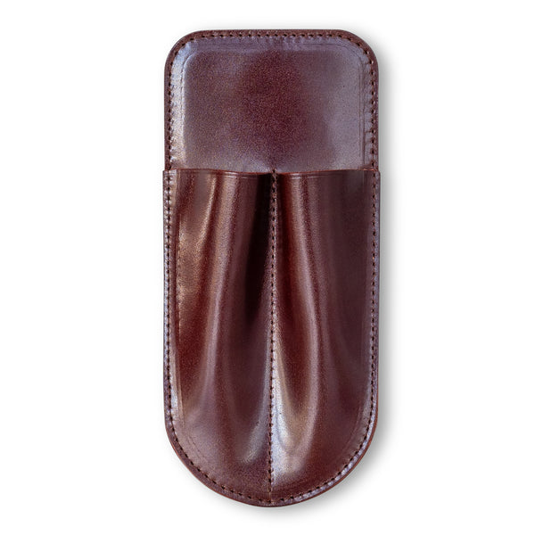 Kumano Shell Cordovan Pen Holster (Burgundy/Two Pens)