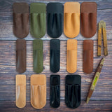 Kumano Shell Cordovan Pen Holster (Black/Two Pens)