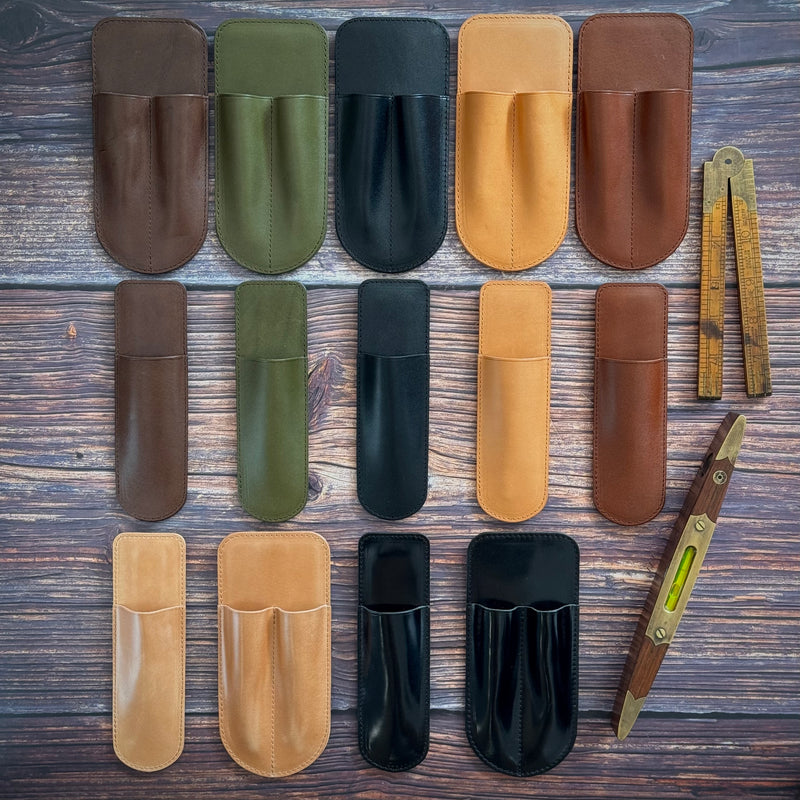 Kumano Leather Pen Holster (Green/One Pen)