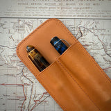 Kumano Leather Pen Holster (Natural/Two Pens)