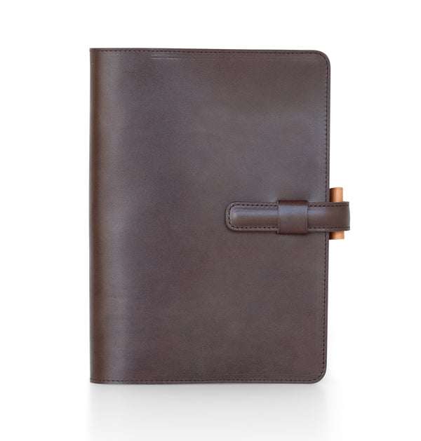 Yokohama A5 Leather Notebook Cover (Dark Brown/Natural)