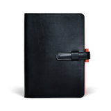 Ateliers Phileas A5 leather notebook cover black orange