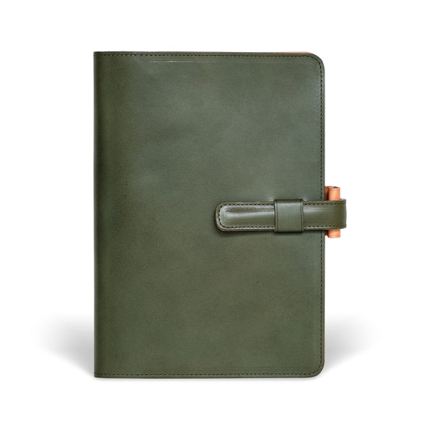 Ateliers Phileas A5 leather notebook cover green/natural