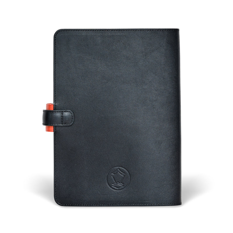 Yokohama A5 Leather Notebook Cover (Black/Orange)