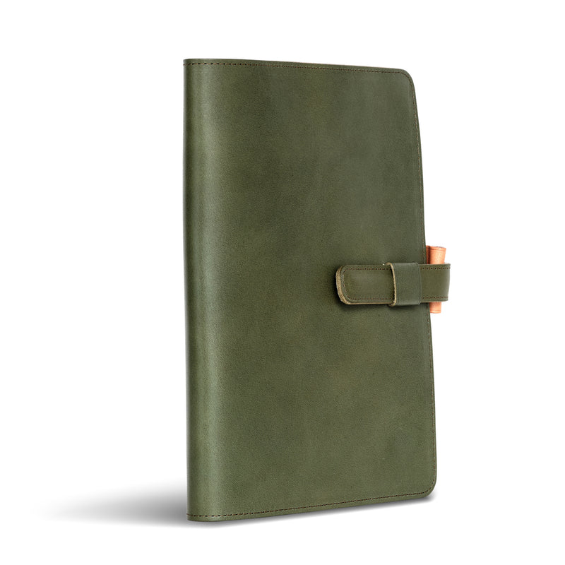 Yokohama A5 Leather Notebook Cover (Green/Natural)