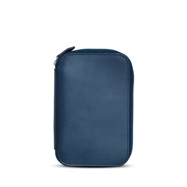 Henro Leather Zipped Organiser (Blue/Natural)