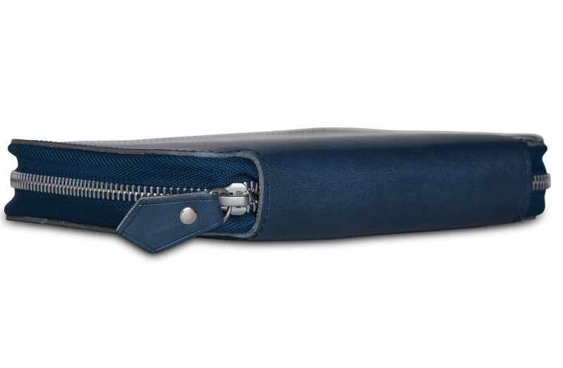 Henro Leather Zipped Organiser (Blue)