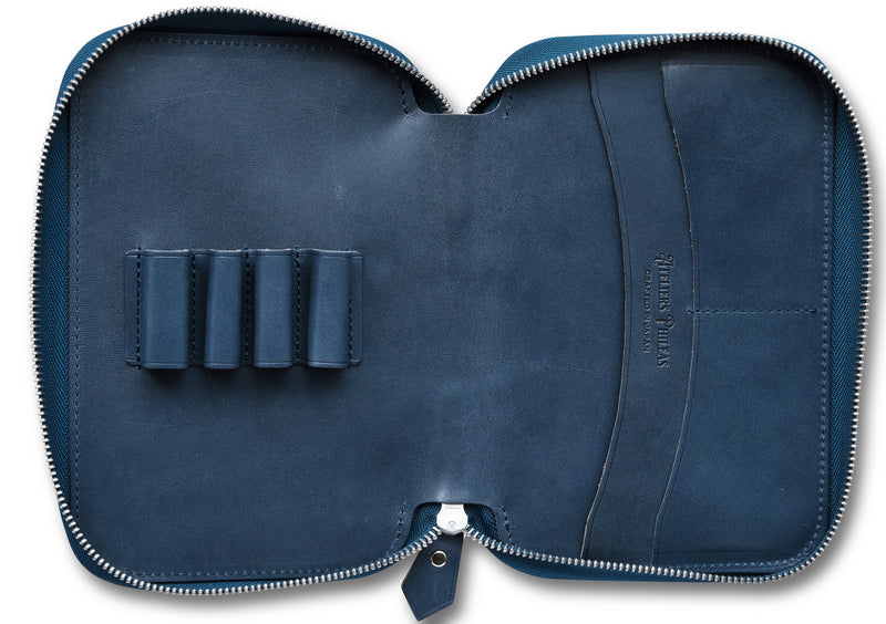 Henro Leather Zipped Organiser (Blue)